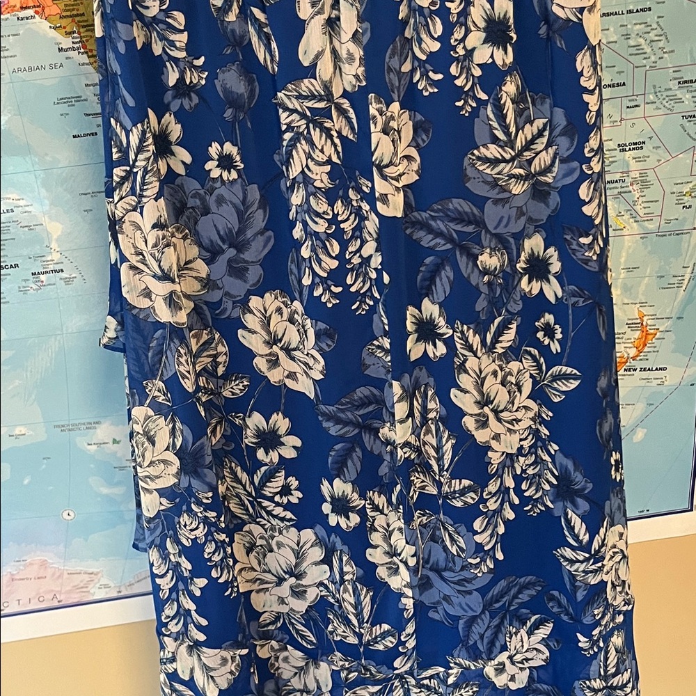 London Times Blue Floral High Low Dress - Picture 7 of 7